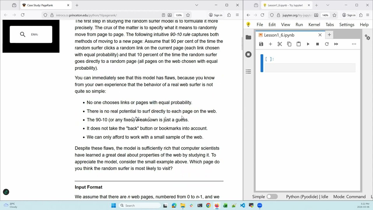Princeton IntroCS (Python) Lesson1.6 - Case Study - Random Surfer (Complete)