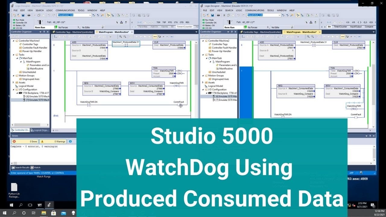 Studio 5000 WatchDog, использующий произведенные и потребленные данные