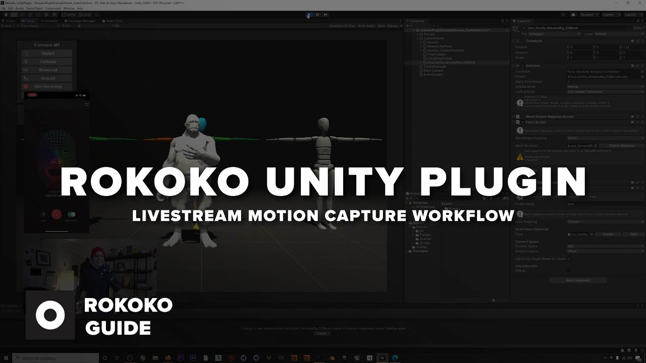 Плагин Rokoko Unity &mdash; рабочий процесс прямой трансляции захвата движений с помощью Smartgloves, S...