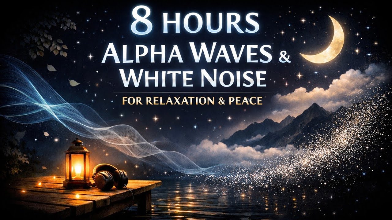 8 Hours of Alpha Waves mixed with White Noise for Relaxation and Peace