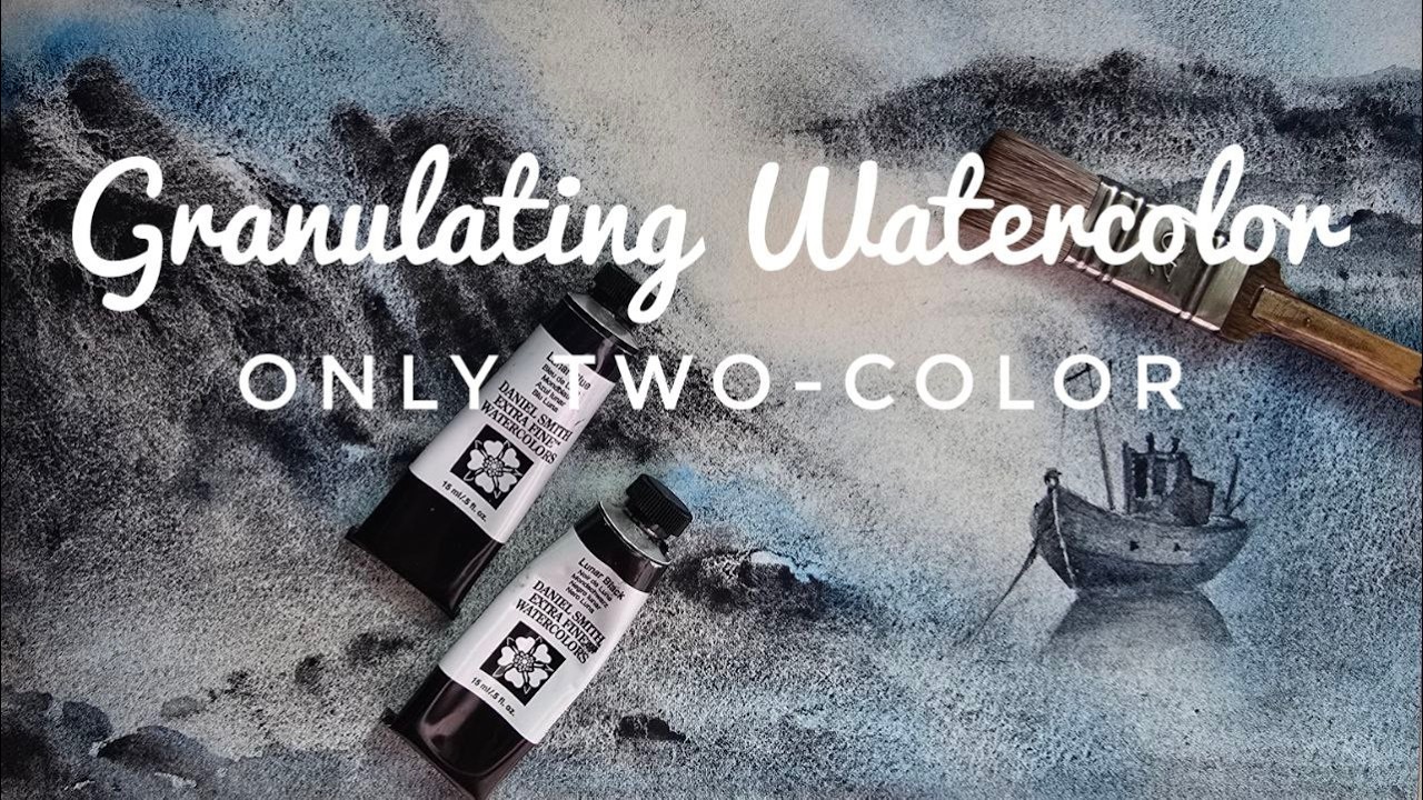 Granulating Watercolor  with Luna Black & Luna Blue  Tutorial Магія гранулюючої акварелі