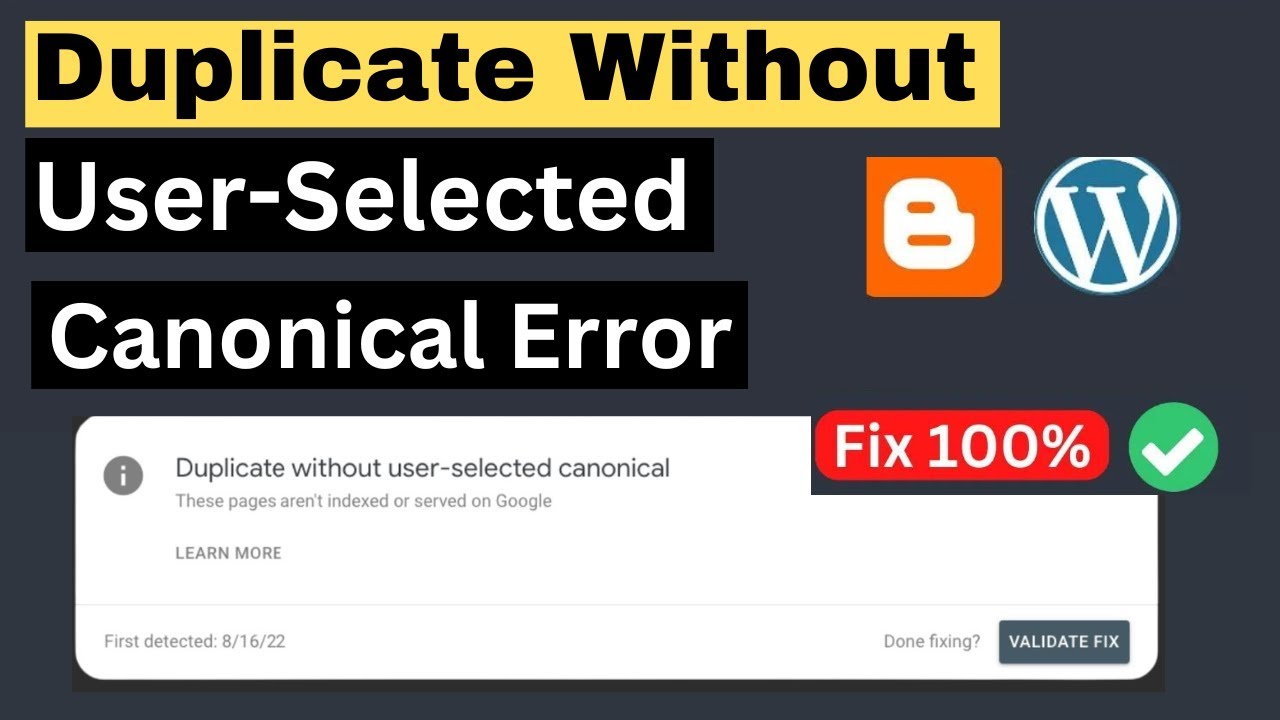 How to Fix Duplicate Without User-Selected Canonical | Duplicate Without User-Selected Canonical