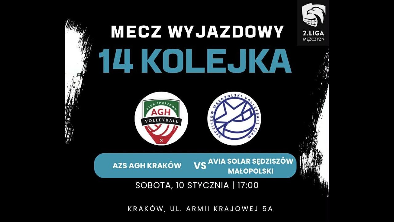 14.kolejka 2.ligi M: AZS AGH Kraków - AVIA Solar Sędziszów Małopolski