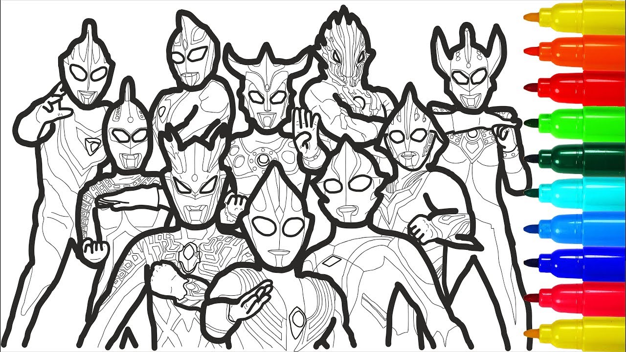 Ultraman Ultra Heros Coloring Pages | Colouring Pages for Kids with Colored Markers