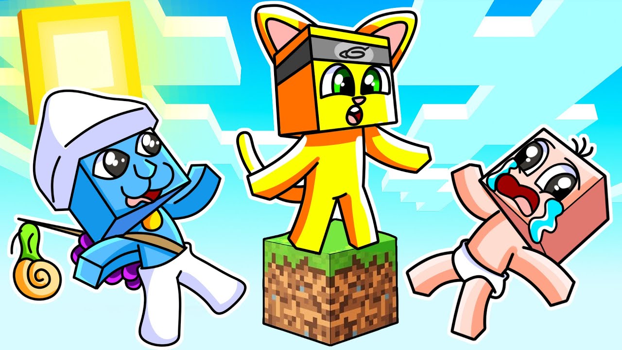 ¡SKYBLOCK CON EL GATO PITUFO! | MICHI MIAU Y BEBE NOOB EN MINECRAFT SMURF CAT MEME