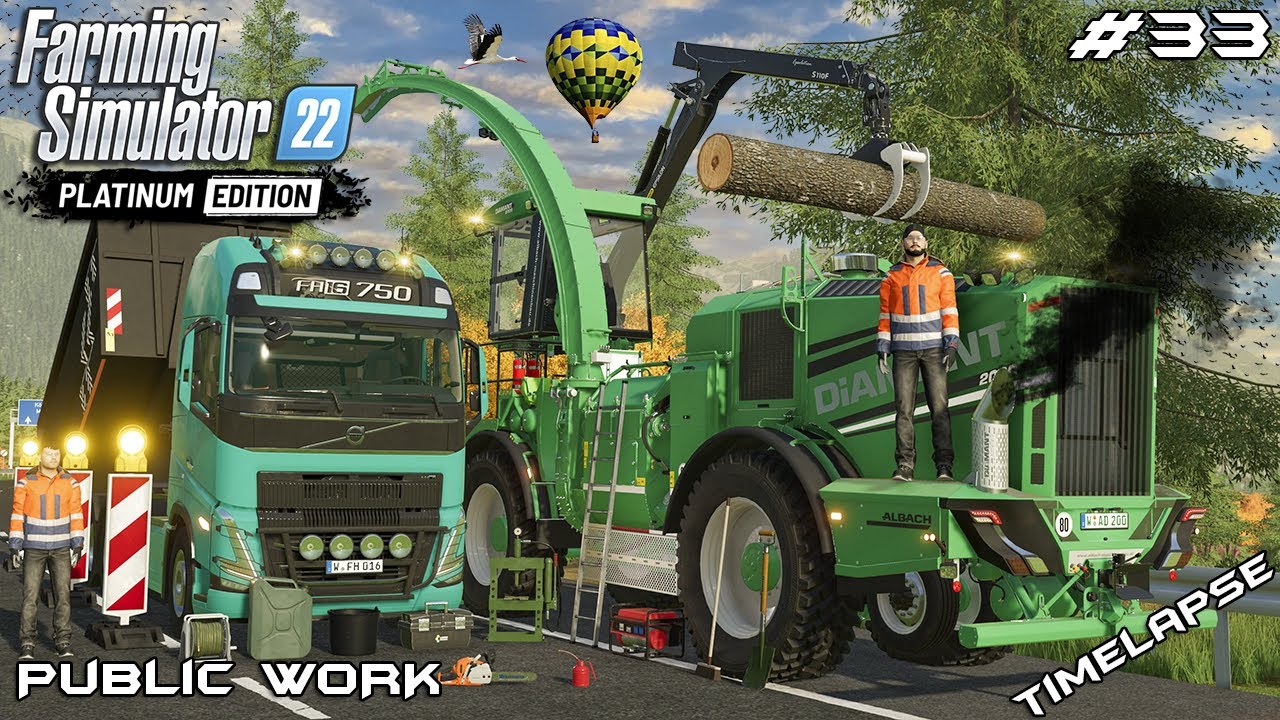 Crushing TREES on the AUTOBAHN with ALBACH DIAMANT | Public Work | Farming Simulator 22 | Episode 33