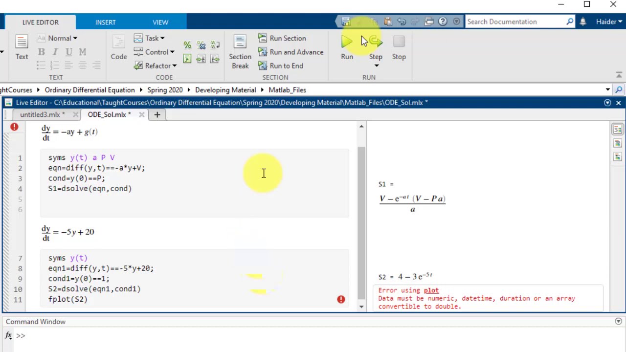 How to Solve Differential Equation in Matlab | Symbolic toolbox | control system toolbox | Models|