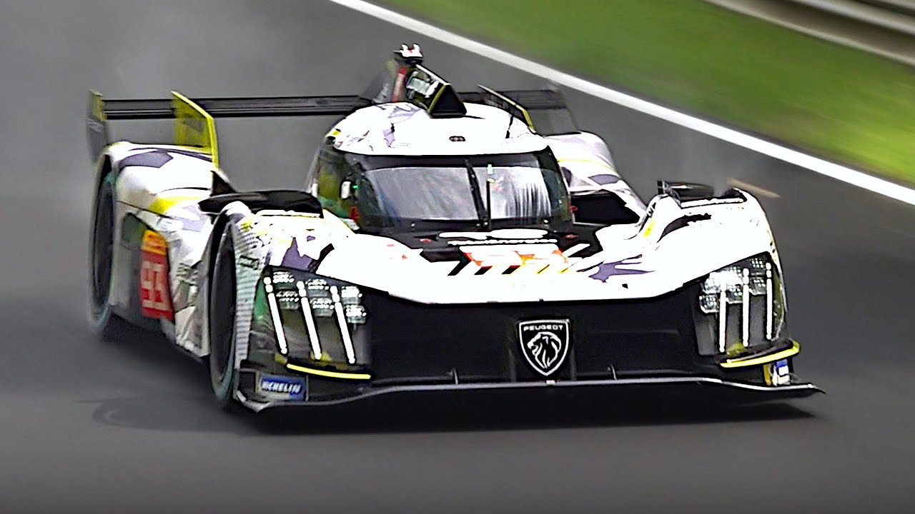 Peugeot 9X8 EVO 2025 Hypercar RAW Twin Turbo V6 engine Sound testing flat-out at Monza circuit!