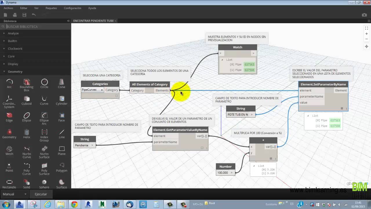 PARAMETRO PDTE DE TUBERIAS EN REVIT CON DYNAMO