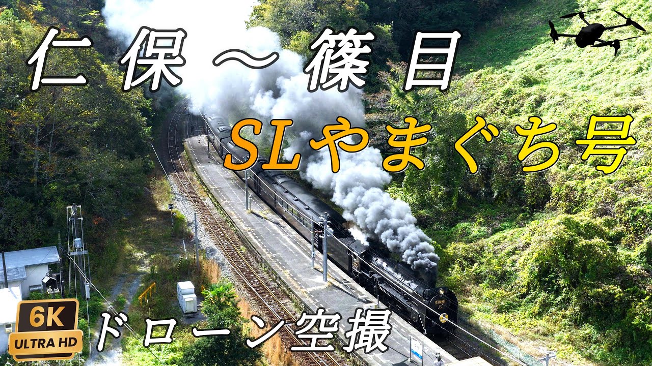 【2025 冬 SLやまぐち号】仁保駅～篠目駅 D51200『デゴイチ』空撮 / SL Yamaguchi from Niho Station to Shinome Station