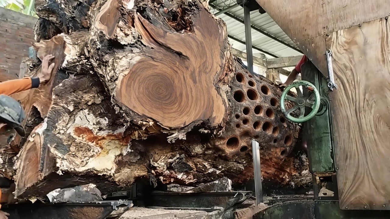 The most dangerous spectacular wood sawing process