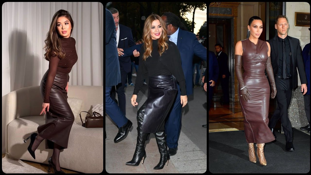 Glamours beauty of mature women's  2026 leather skirts designs//office wear ideas// gorgeous skirts