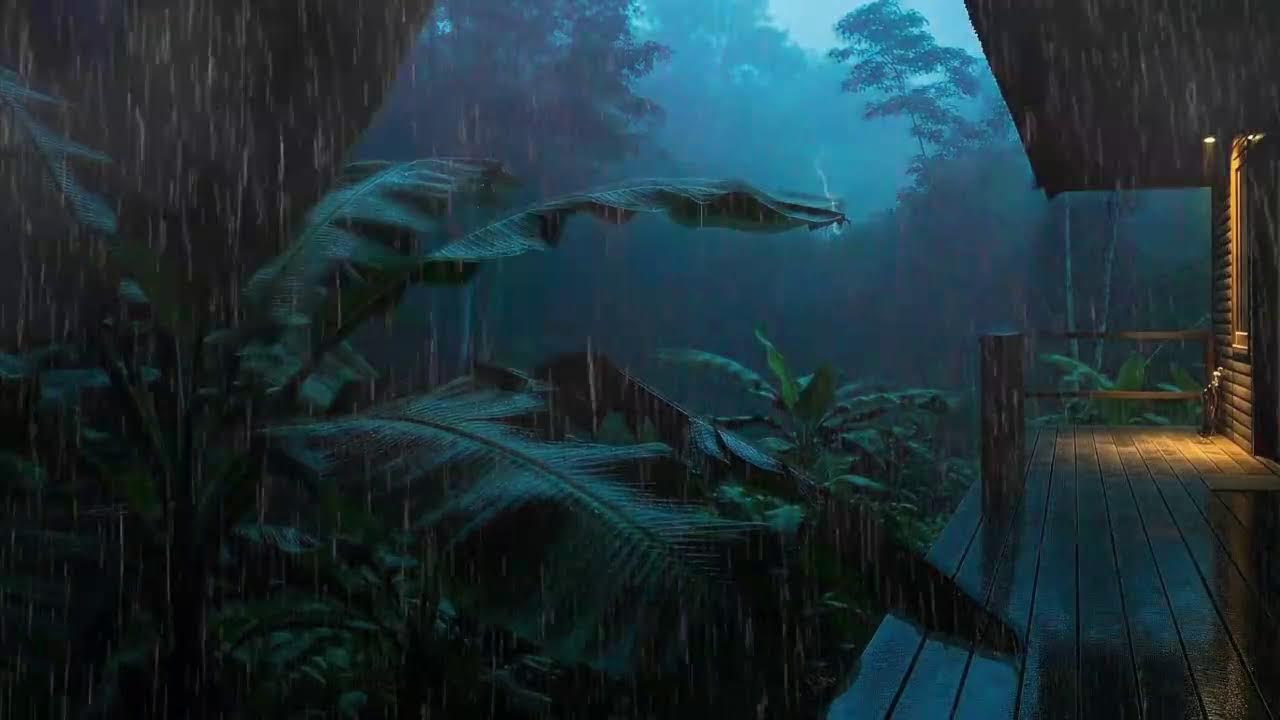 Sleep Faster with Soft Rainfall and Distant Thunder at Cabin Terrace 🌧️