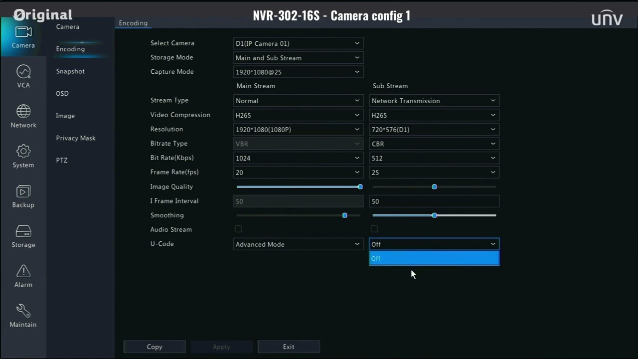 NVR 302 16S   Camera config 1شرح كامل لإعدادات ال