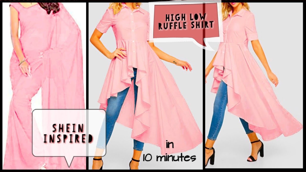DIY : How To Make High Low Ruffle Shirt in just 10 minutes~