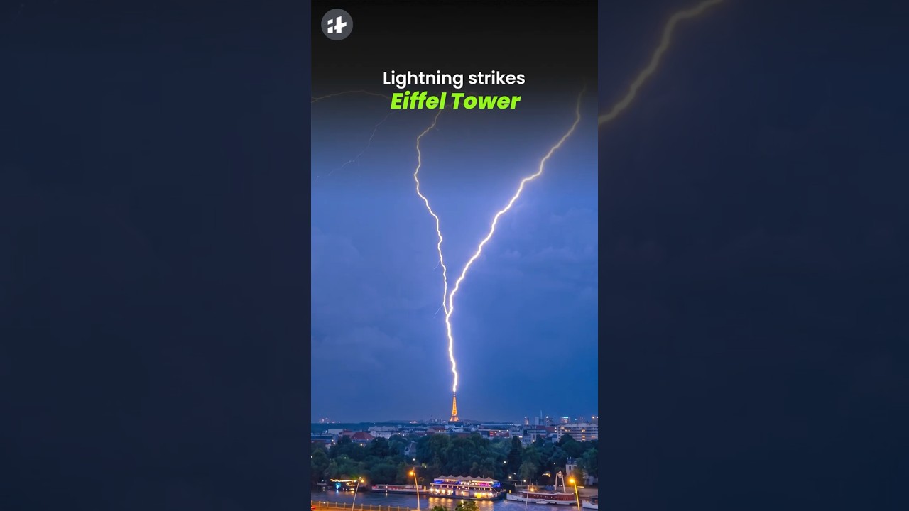 Moment Lightning Strikes The Eiffel Tower #shorts
