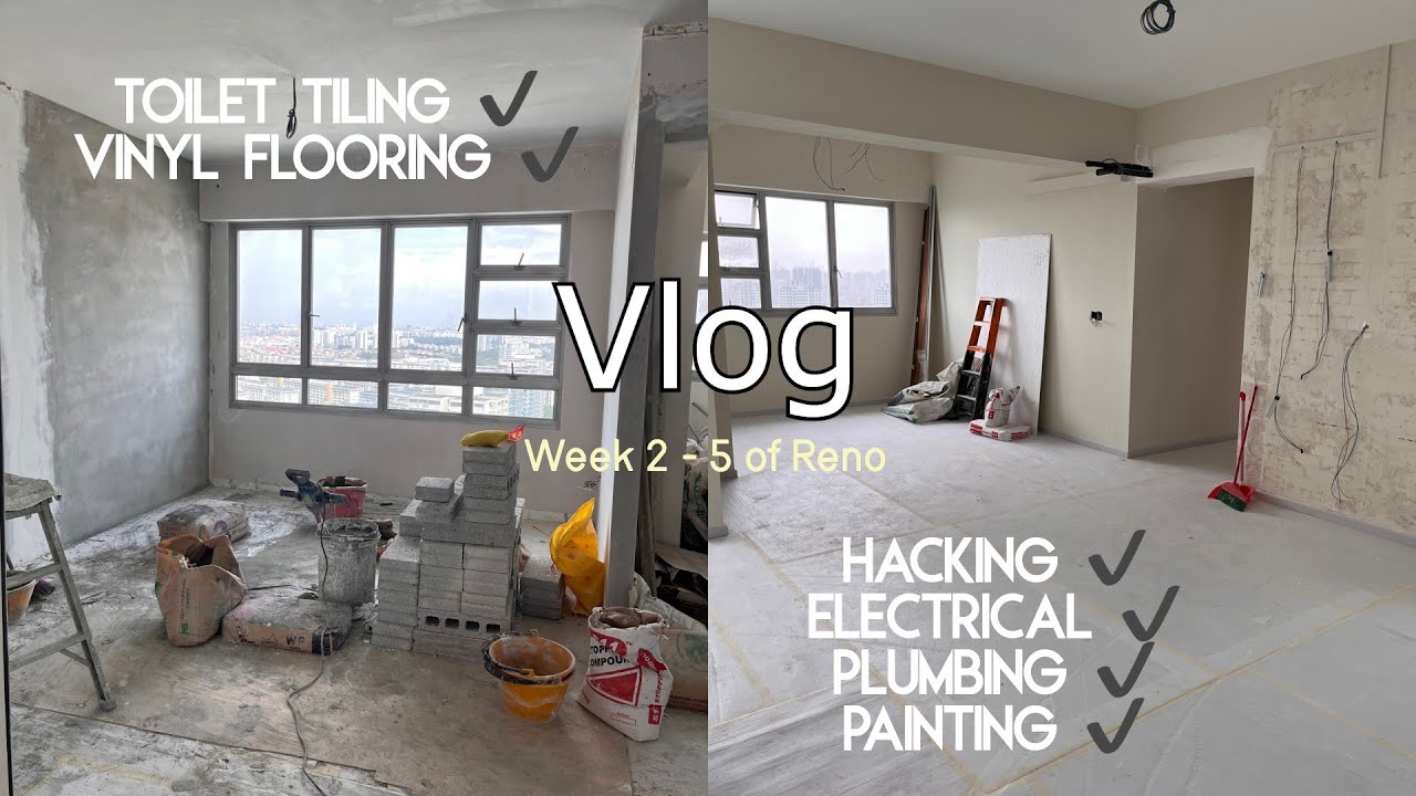 RENO VLOG (pt 1/3) | hacking our ENTIRE 4-room resale hdb | electrical & plumbing done