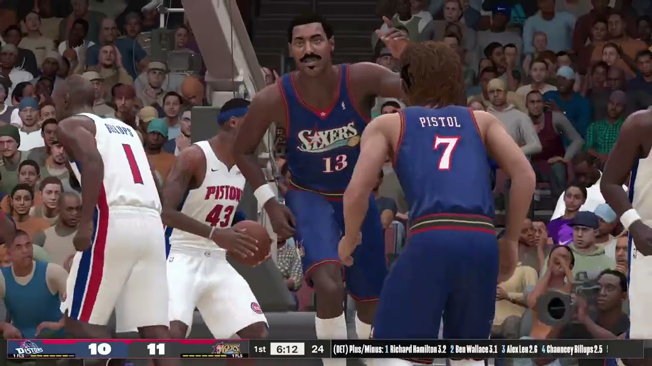 Will Chamberlain vs Rasheed Wallace 1st half 01 76ers vs 04 Pistons