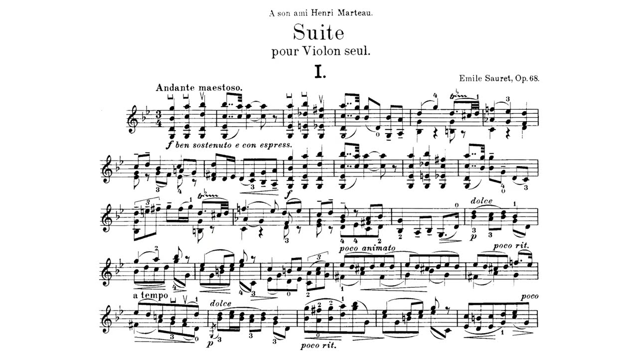 Suite for Violin Solo Op.68 By Émile Sauret (with Score)