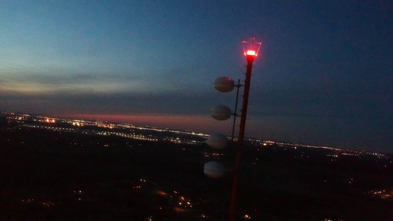 Drone flight at dusk - Lockport, IL Radio Tower