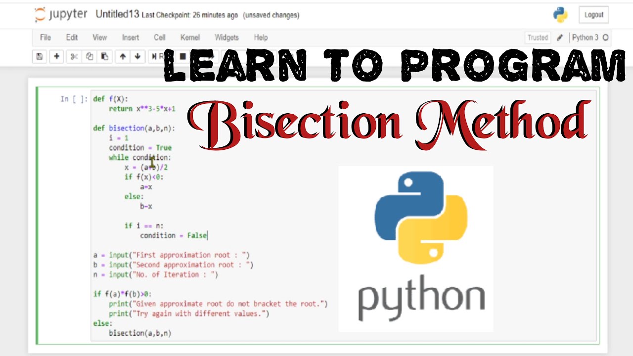Кодирование метода бисекции в PYTHON | Программирование на Python для численных методов | #python...