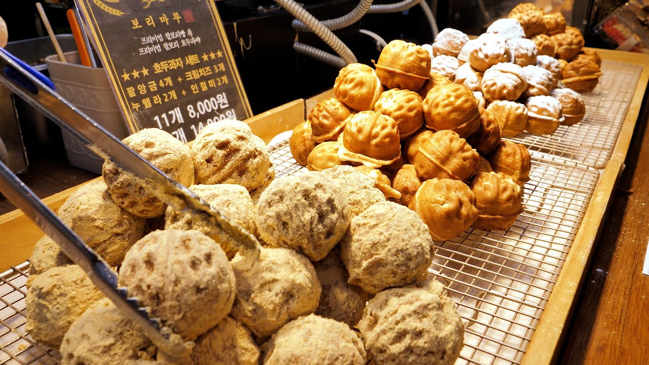 Текстура торта кастелла! приготовление различного печенья с грецкими орехами - Корейская уличная еда