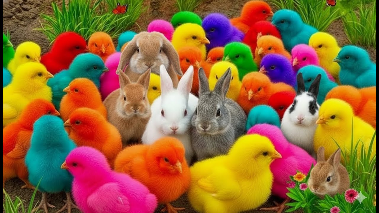 Mendapatkan Ayam Warna Warni , Rainbow Chicken, DiKotak Kejutan ada Dinosaurus, Sapi Lucu, Kelinci