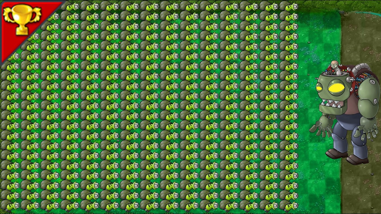 Super Large Map 99GatlingPea VS 999Zombies-------Plants vs Zombies