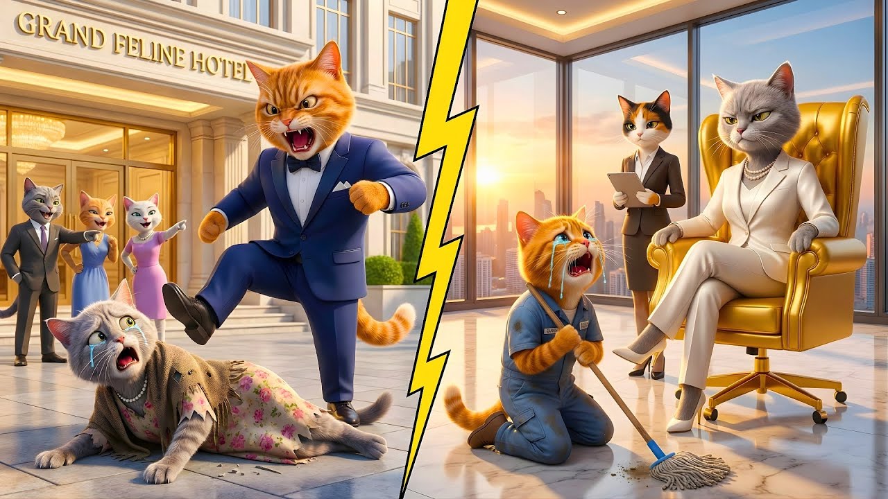 Billionaire Son Kicked Out His Starving Mom Cat... Then He Saw Who She Became!😱