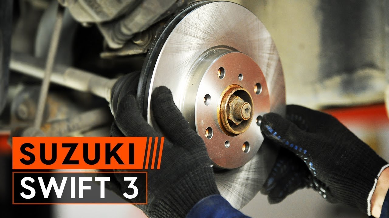 How to change front brake discs and front brake pads set on SUZUKI SWIFT 3 [TUTORIAL AUTODOC]