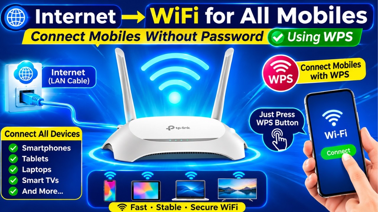 How to Setup with WPS Connect Wi-Fi to your Mobile Phone Without Password - Urdu/Hindi