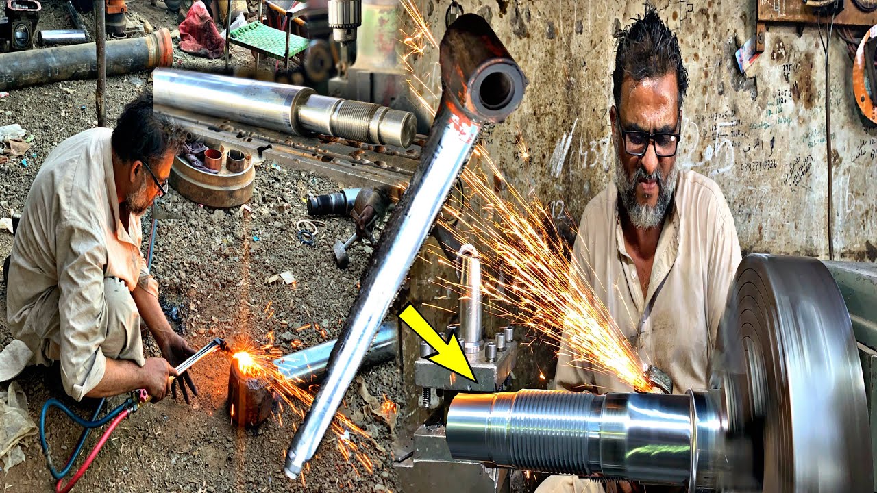Amazing Process Of Hydraulic Cylinder Rod Repair & Size | Rebuild Excavator Hydraulic Cylinder Rod.