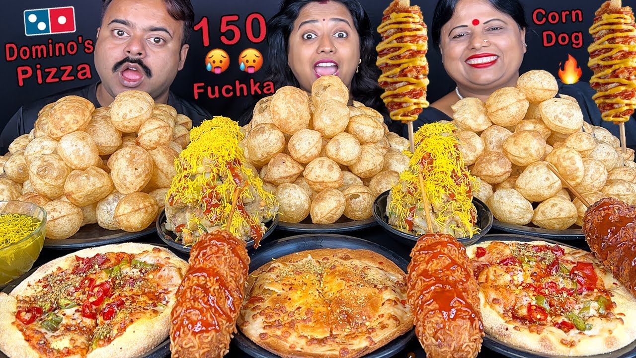 50 SPICY 🥵PANIPURI CHALLENGE vs DOMINO'S PIZZA vs CORN DOG | SPICY FOOD CHALLENGE | FUNNY PUNISHMENT