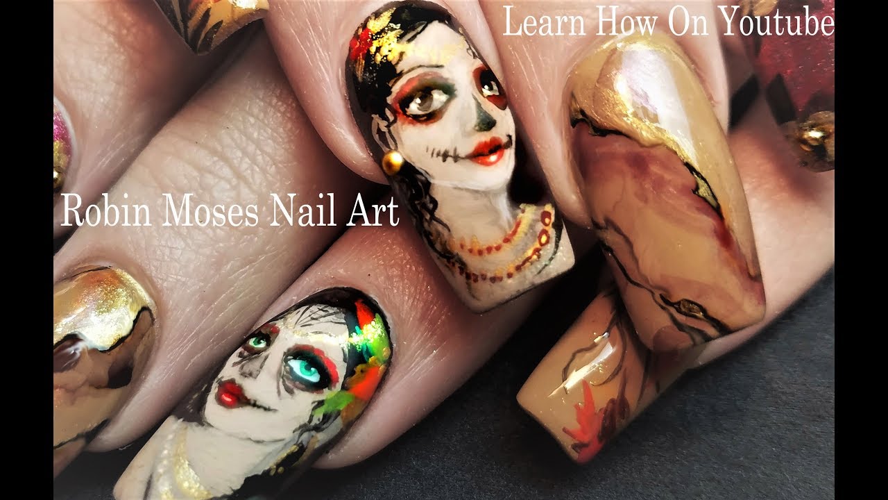Day of the Dead Nails | DIY Fall Sugar skull Nail Art Design Tutorial