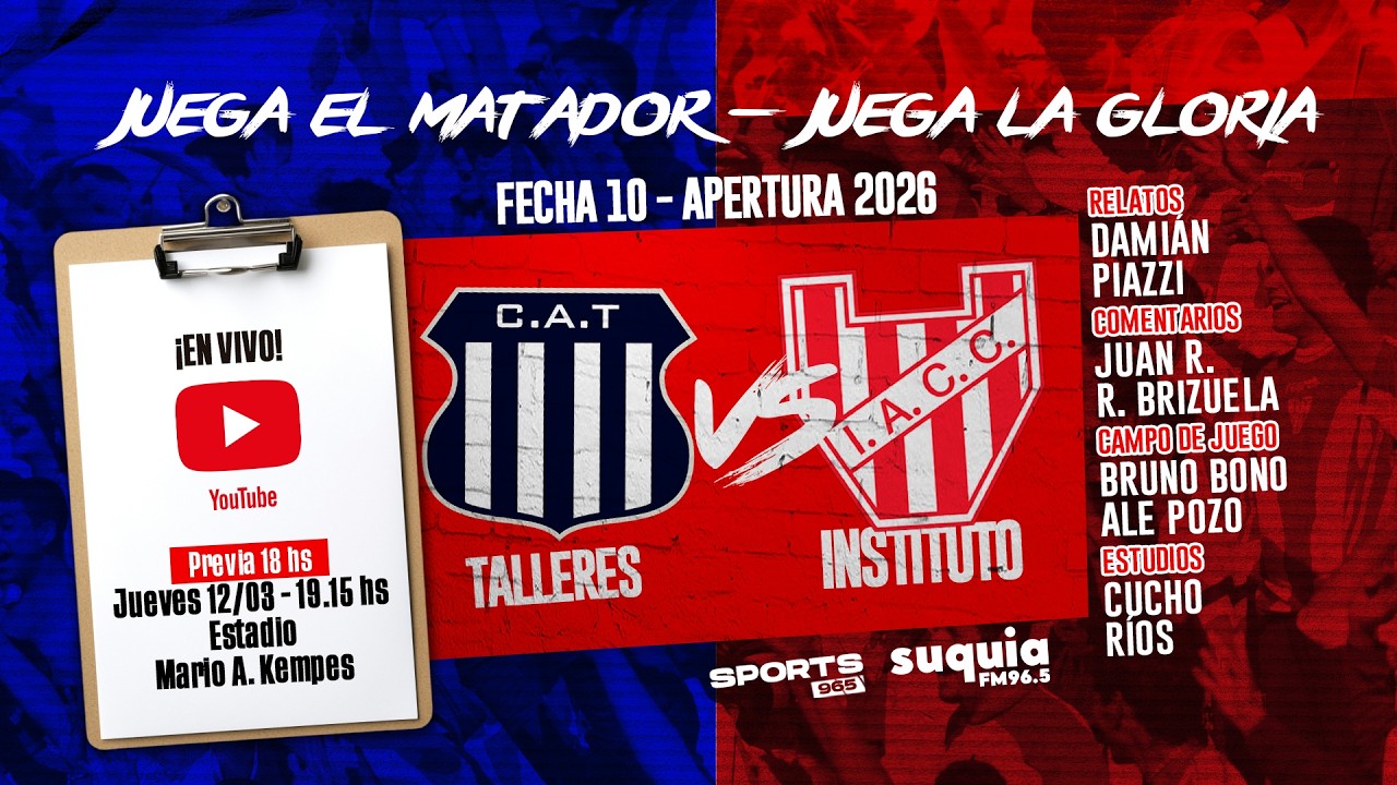 En Vivo | Talleres vs Instituto | Fecha 10 - Torneo Apertura | Radio Suquia