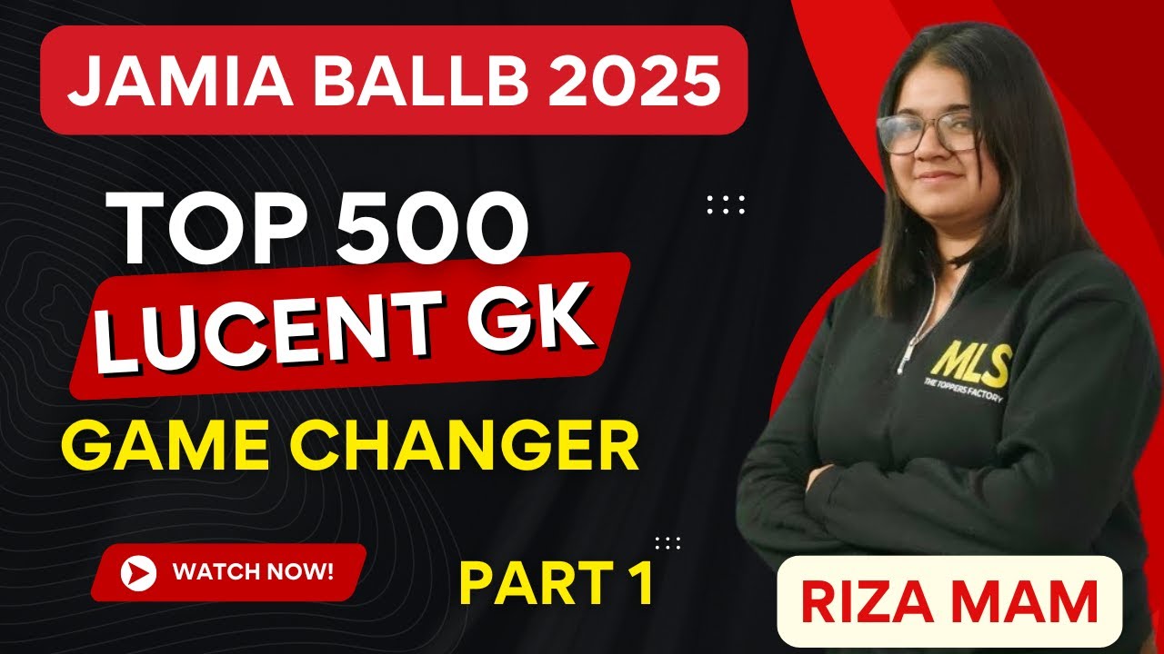 LUCENT SERIES | 500 Most Important MCQs for JAMIA BALLB 2025 🔥 | Static GK + Current Affairs