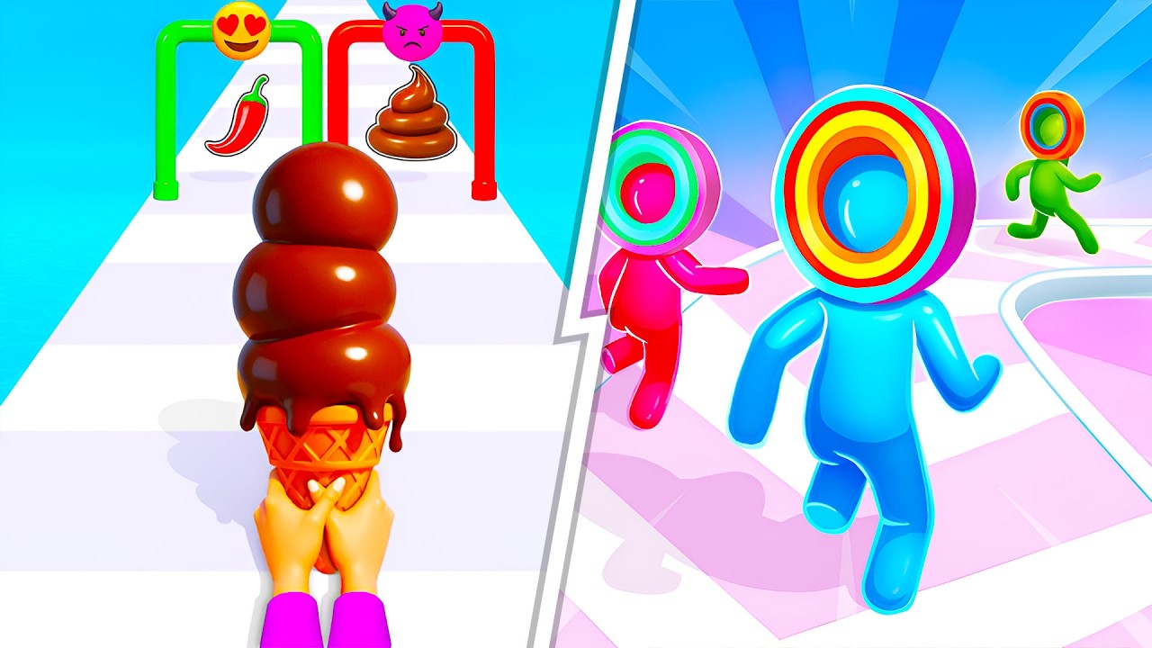 stacky ice cream runner VS Layer Man Run -  Full Levels Speedrun Gameplay (Android & iOS) Ep 921