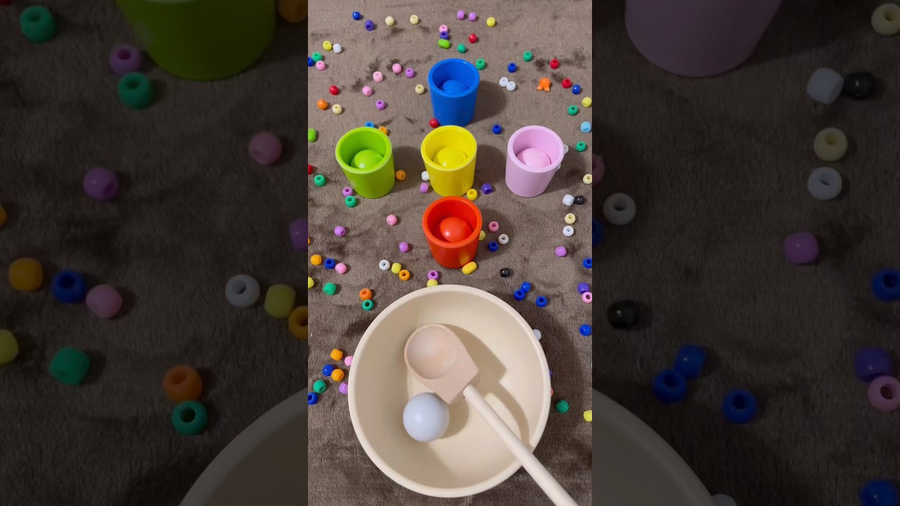 💘🧡💜 Reversed satisfying wooden balls and cups matching asmr #shorts #viral #mrpawfurr