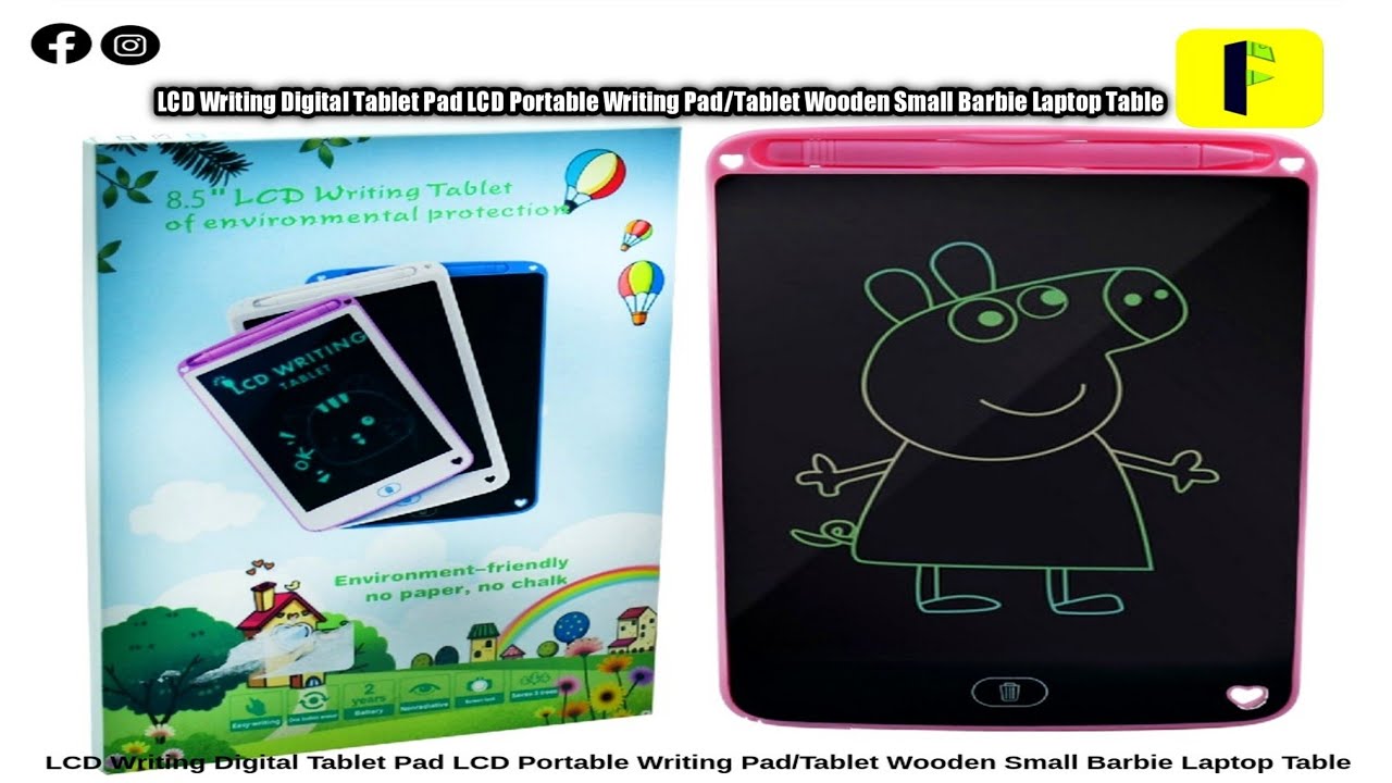 LCD Writing Digital Tablet Pad LCD Portable Writing Wooden Small Barbie Laptop Table At Fiflaany