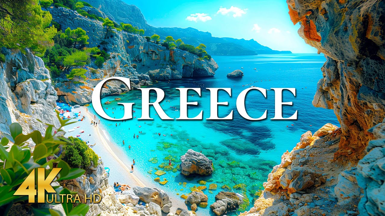 GREECE 4K &ndash; Aerial Views of Santorini, Mykonos & Scenic Relaxation with Soothing Music