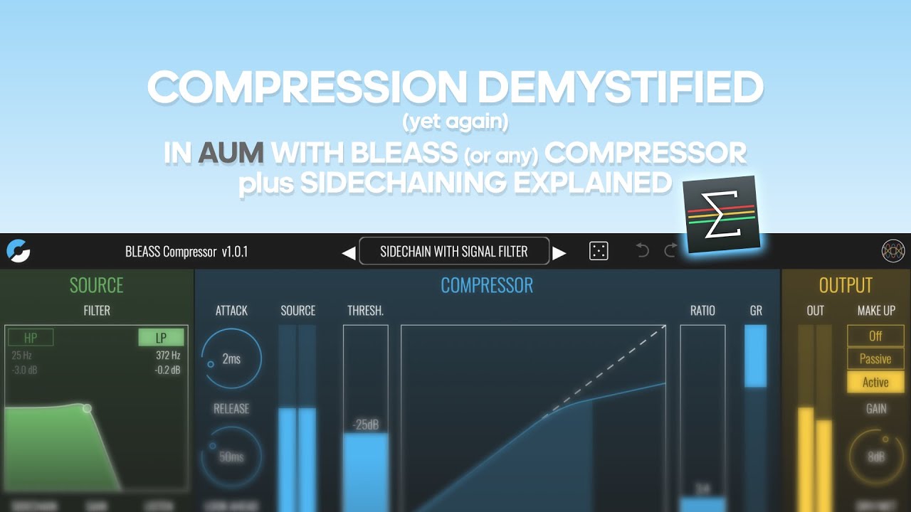 Compression and Sidechain advice in AUM iOS using Bleass Compressor