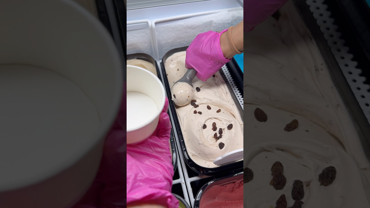 Rum & Raisin ice cream double scoop! #gelato #icecreamlove #dessertshorts #foodlover #tudors #eton