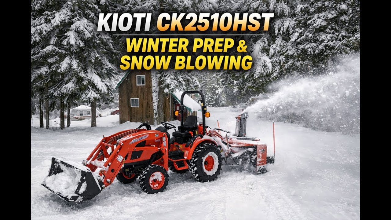 Kioti CK2510HST Winter Maintenance & Snow Blowing in Action