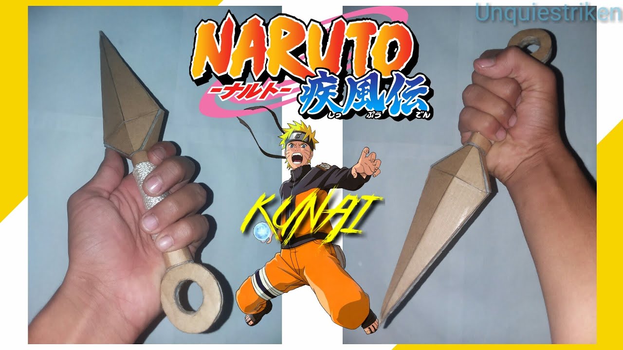 Como hacer un KUNAI de cartón Tutorial - NARUTO [Unquiestriken]