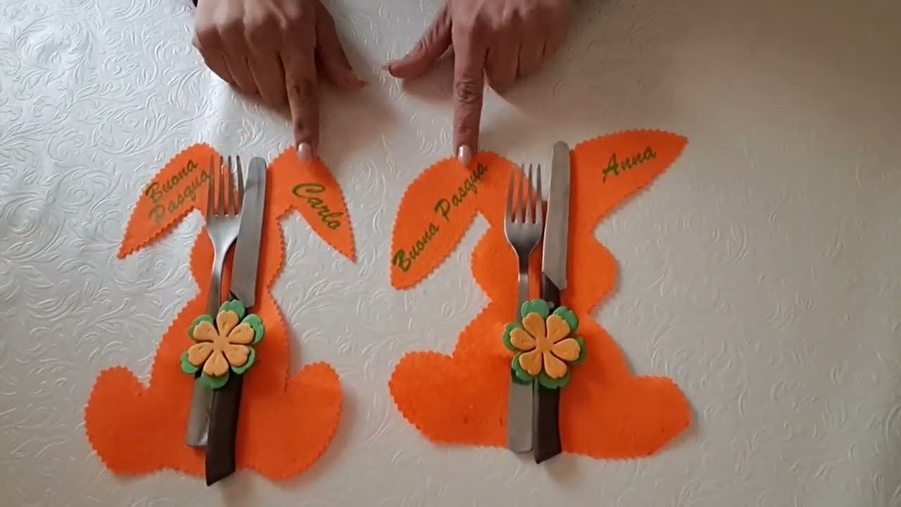 coniglietto porta posate/segna posto per la tavola Pasquale