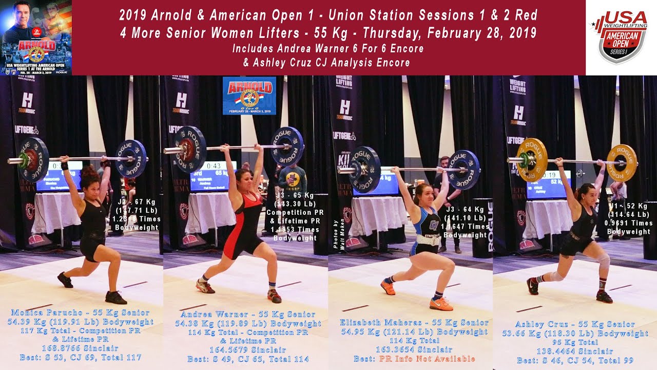 2019 Arnold/AO1, 4 More Senior Women Lifters, 55 Kg B, Thursday, February 28, 2019