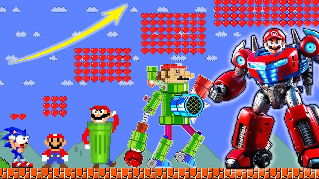 Super Mario Bros. Когда у Марио 1 000 000 сердец от рождения до РОБОТА | Бог Марио