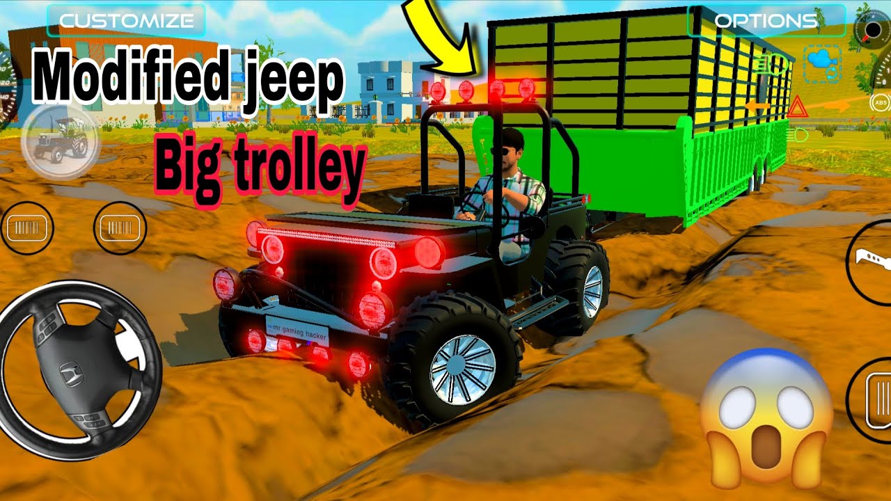 Modified Jeep की शक्ति देखिए! इतनी बड़ी Trolley खींच ली 🔥/ Modified Jeep offroading challenge/ #game 