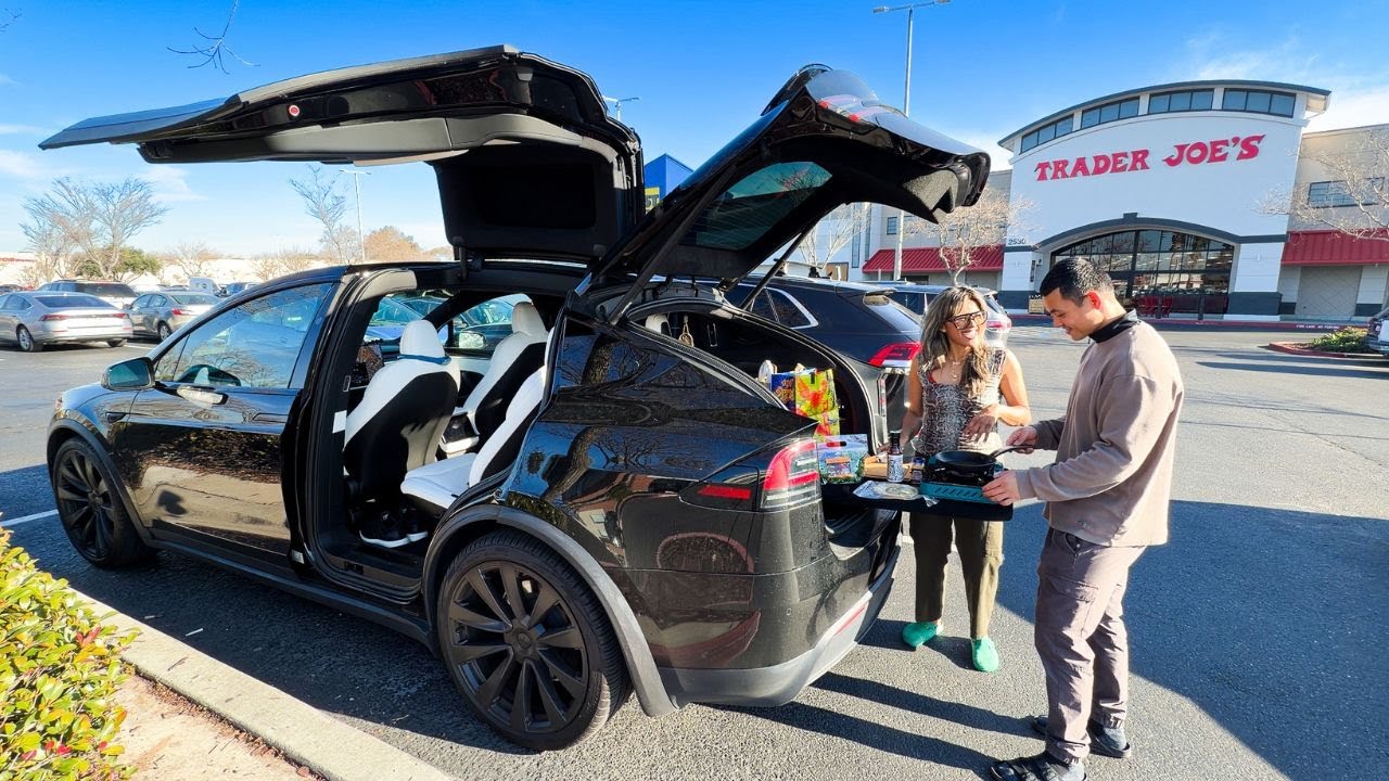 Cooking Street Tacos in Our New Tesla Model X...At Trader Joe's