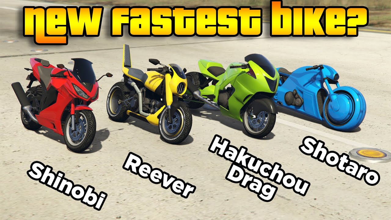GTA 5 ONLINE : SHINOBI VS REEVER VS HAKUCHOU DRAG VS SHOTARO (WHICH IS FASTEST BIKE?)
